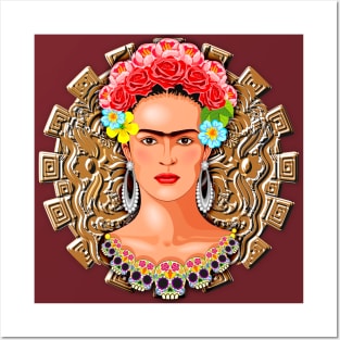 Frida Kahlo Aztec Golden Sun Posters and Art